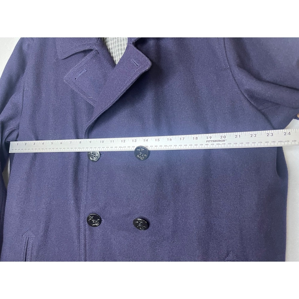 Lands End Mens XXL Tall Peacoat Navy Wool Blend Double Breasted Coat 50-52 - Picture 6 of 12